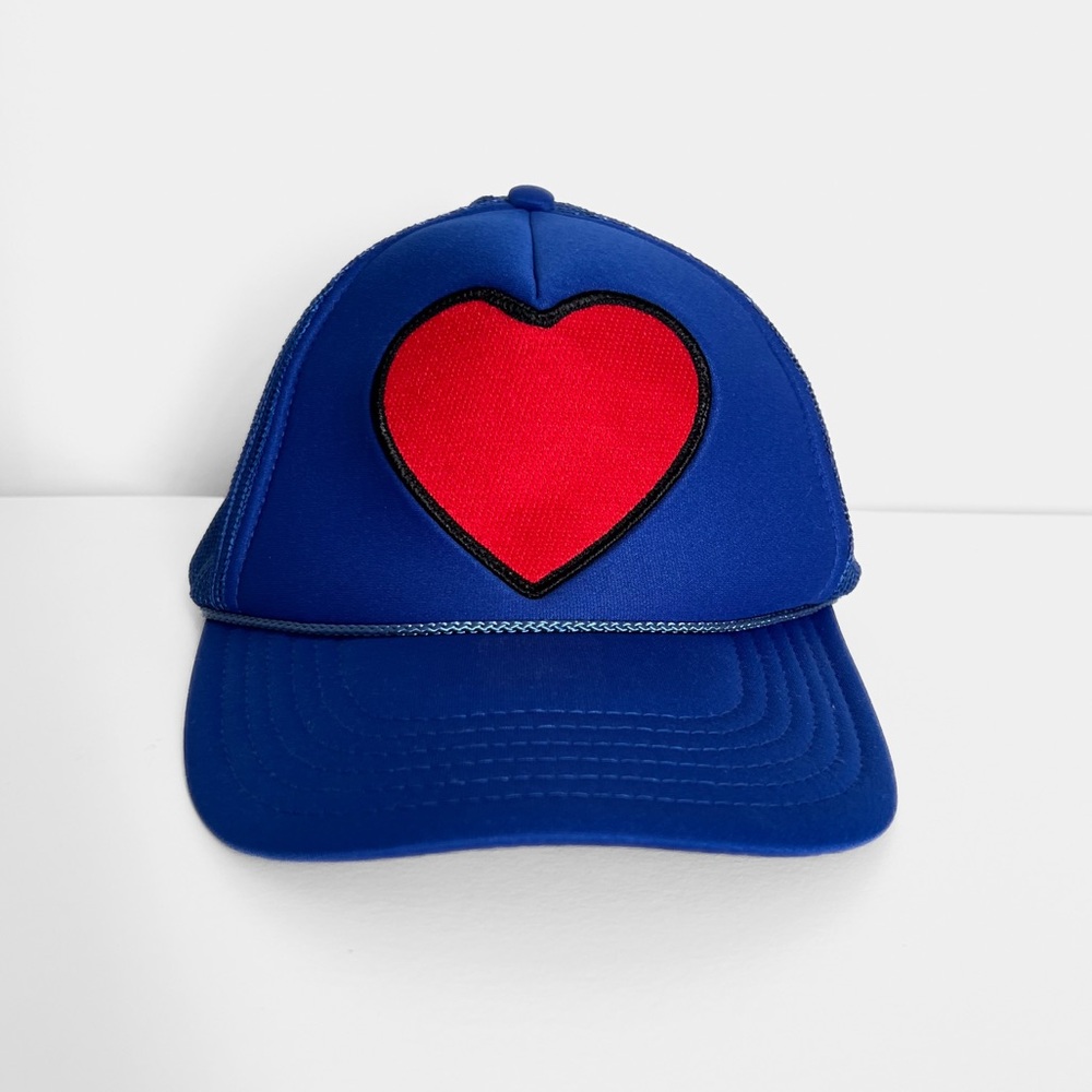 Aviator Nation Blue Trucker Hat with Red Heart Patch